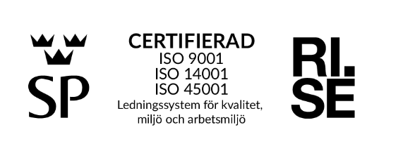 Certifierad ISO 9001, ISO 14001, SIO 45001